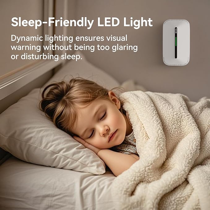 Jemay Carbon Monoxide Detector Plug in with 10 Year Battery Backup, Travel CO Detectors with Test-Button & Breathing Light, Portable AC Co Monitor Alarm for Home/RV/Rental Property, 2 Packs