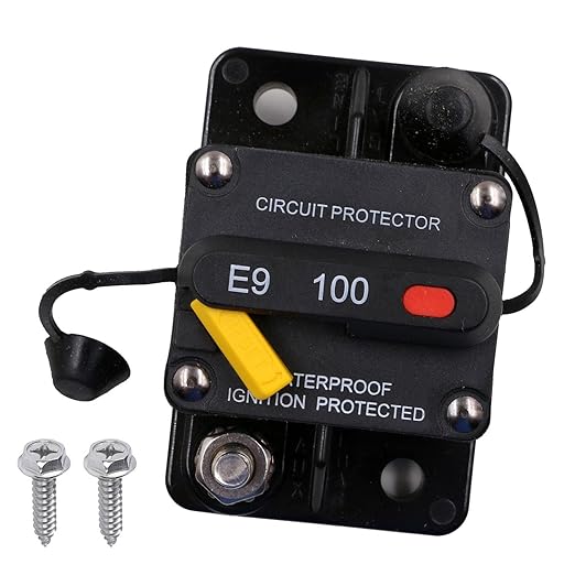 Hi-Amp 100A Circuit Breaker with Recessed Switch Design for Car Trailer Vehicles Stereo Audio ATV | Waterpoof IP67 Protection with Manual Reset DC 12V-48V 100 Amp