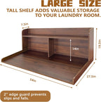 Royxen 2-Tier Washer Dryer Countertop,19.5" H Wood Washer and Dryer Topper with Shelf,Laundry Countertop Over Washer and Dryer, Universal Fit for Laundry Room Organization (Walunt, 54" WX27.5 D)