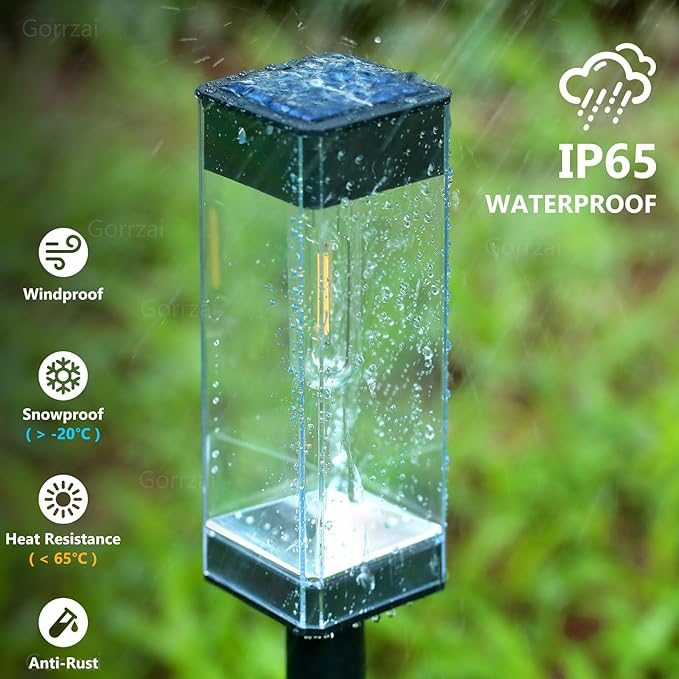 Bright Solar Pathway Lights Outdoor 8 Pack Solar Lights Outdoor LED Waterproof with 3000K Tungsten Filament Bulb Landscape Lighting for Yard, Driveway, Garden, Walkway, Lawn, Path