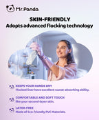 Mr.Panda Skin-Friendly Flocked Cotton Liner Cleaning Gloves Small, Reusable Dishwashing Gloves for Washing Dishes, Kitchen, Shimmering Pink