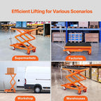 VEVOR Hydraulic Lift Table Cart, 330lbs Load Capacity 50 Inch Lifting Height, Manual Single Scissor Lift Table with Non-Slip Pad and 4 Wheels, Hydraulic Scissor Cart for Material Handling, Orange