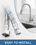 ALEASHA 30'' Faucet Supply Line Bathroom Kitchen cUPC Faucet Hose with G1/2" FIP x 3/8" Compression Water Faucet Hose Stainless Steel Braided Sink Hose Connector 2 PCS