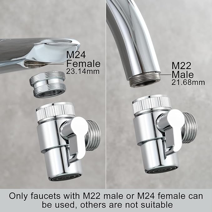 Brass Sink Faucet Diverter Valve to Sink Hose Sprayer,Faucet Splitter for Kitchen,Sink Faucet Replacement Part M22 x M24,SBA021