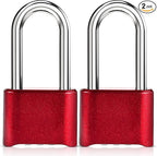 Combination Lock, 4-Digit Heavy Duty Combo Lock, Combination Padlock Outdoor Waterproof Gate Locks for Outdoor Fence, Locker, Sheds, Gym, Gate Hasps (Long Shackle) (2pcs-Red)