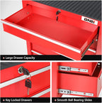 DNA MOTORING 5-Drawer Rolling Tools Chest, Rolling Tool Storage Cabinet, Heavy Duty Mechanic Tool Cart, Trolley Organizer for Garage, Warehouse, Workshop, Red, TOOLS-00398