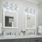 Crystal Vanity Lights 3-Light Chrome Bathroom Vanity Lights Modern Crystal Bathroom Light Fixtures Over Mirror 23.62" Long Vanity Light for Bathroom