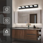 Bathroom Vanity Light - 5-Lights LED 30W - Dimmable Over Mirror Light Fixture for Brightening Your Bath - Gold and Black Wall Sconces with Acrylic Lampshade - Daylight 5500K