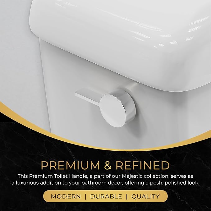RAVINE Premium Modern Luxury Universal Toilet Handle Replacement, Majestic Collection. Toilet Lever Replacement, Easy Install (Chrome, Side Mount)