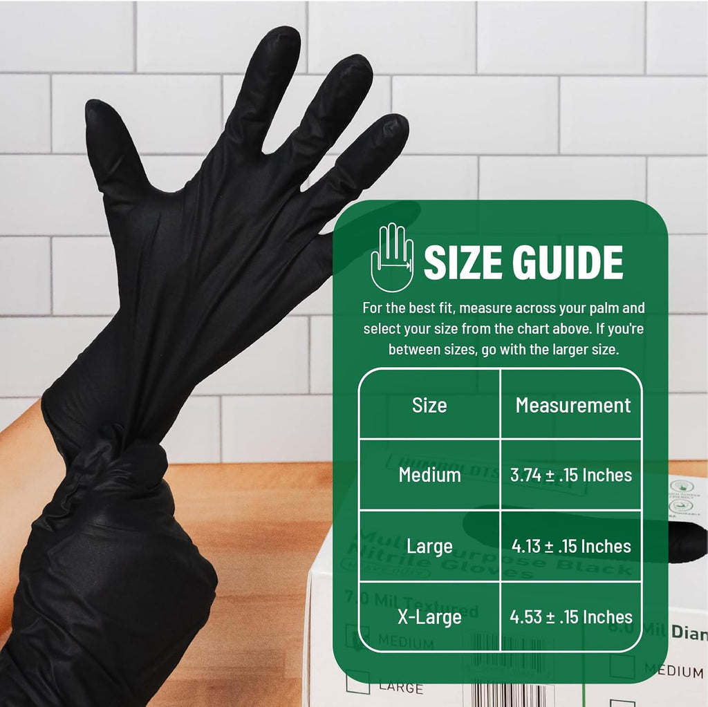 Humboldts Secret Black Nitrile Gloves Disposable Latex Free & Powder Free