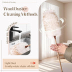 THARAHT Lamb Wool Duster Fluffy Long Handle Reusable for Cleaning Ceiling Fan,Pendant lamp, High Ceiling, Blinds, Furniture Feather Duster