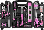 Pink Tool Set -131 Piece Pink Tool sets for WomenGeneral Household Hand Tool Kit with Plastic Tool Box Storage Case(Pink)