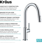 KRAUS Oletto Single Handle Pull Down Kitchen Faucet in Chrome, KPF-2820CH