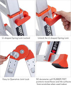 Ladder, A Frame 5 Step Ladder Extension, 17 Ft Anti-Slip Multi Position Ladder, Storage Folding Ladder, 330 lbs Security Load Telescoping Aluminum Ladders for Stairs Home Indoor Outdoor Roof