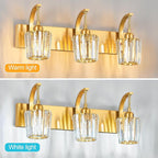 Modern Bathroom Vanity Light, 3-Light Gold Wall Sconce with Crystal Accents, Over Mirror Bathroom Lighting Fixture, 23.62" Long Dimmable Vanity Lamp for Makeup, Easy Installation