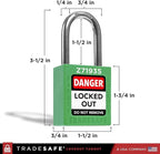 TRADESAFE Lockout Tagout Locks Set - 10 Green Keyed Alike Padlocks, 2 Keys Per Lock, OSHA Compliant Loto Locks for Lock Out Tag Out Stations, Premium Grade