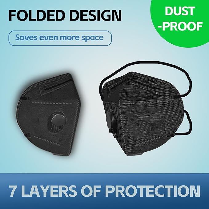 Head Mounted Face Dust Mask 20PCS,7 Layer Breathable Valve Disposable for Protection Construction Sanding Adult