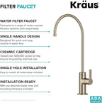 KRAUS Oletto Single Handle Drinking Water Filter Faucet for or Water Filtration System in Spot-Free Antique Champagne Bronze, FF-103SFACB
