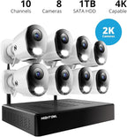 Night Owl 10 Channel Bluetooth Video Home Security Camera System with (8) Plug-in Wi-Fi 2K HD Indoor/Outdoor Spotlight Cameras with 2-Way Audio and 1TB Hard Drive (Expandable up to 10 Cameras)