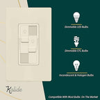TOPGREENER Kalide Dual Load Dimmer Light Switch, Double LED Dimmer Switch, Full Range Dimming, Single Pole, 120VAC, 60Hz, 200W LED/CFL, Neutral Wire Not Required, TGDDS-LA, Light Almond