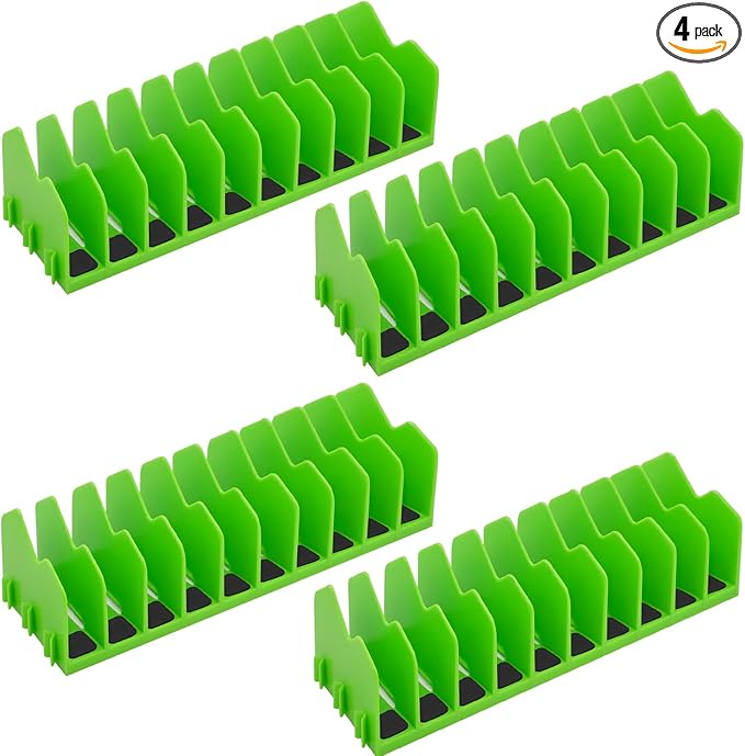 4 Pack Plier Organizer Rack, Pliers Organizer for Tools Cutters with Extendable Design & Non-Slip Rubber Base, 40 Slots Tool Box Drawer for Pliers, Wrenches, Screwdrivers,Green