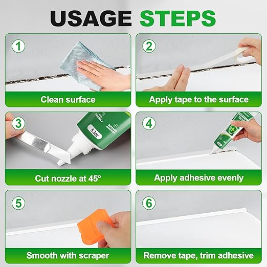 1 Pack Silicone Caulk 5.3 Oz Squeeze Tube Waterproof Silicone Sealant for Kitchen Bathroom Stronger Adhesion White Caulk for Window Toilet Sink Door Caulking Sealant with Tape and Scraper