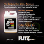 Flitz Calcium, Rust, & Lime Remover - 1 Gallon Bottle of USA-Made Limescale Remover for Toilets, Showers, and More - Powerful Spray that Instantly Eliminates Tarnish, Grease, and Other Grime (1 Pack)