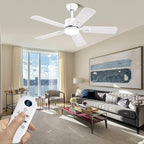 42 inch Modern White Ceiling Fans with Lights APP/Remote Control, Low Profile Reversible 6 Speeds Ceiling Fan Light for Indoor/Outdoor Patio Bedroom Living Room