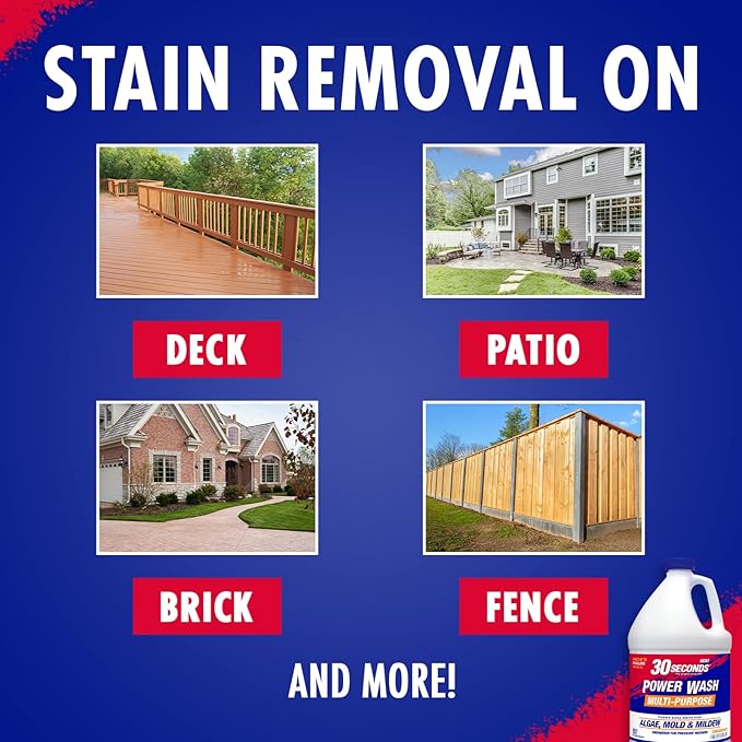 30 SECONDS Pressure Washer Concentrated Cleaner – Power Cleans Stains from Algae, Mold & Mildew, Dirt, Grime – Makes up to 20 Gallons, 2 PACK