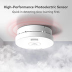 Jemay Smoke Detector,10-Year Battery Fire Alarm UL Certified Photoelectric Smoke Detectors with Low Battery Alert & Silence Button, Easy Install Smoke Alarm Magnetic Mounting for Large Homes, 4 Packs