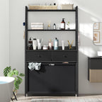 Laundry Hamper Laundry Basket with 3 Section Pull-Out Rolling Bags & 2-Tier Storage Shelf, Laundry Sorter for Organization and Storage with 2 Drawers for Laundry Room, Bathroom