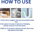 2pcs Drain Clog Remover, Pipeline Dredging Agent, Powerful Quick Cleaning Drain Toilet Cleaner Tool, Unclog Toilet Clog And Kitchen Sink Pipe Unblocker Powder