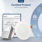 Amico 12 Pack 5 Inch 5CCT Ultra-Thin LED Recessed Can/Ceiling Light with Junction Box, 900LM High Brightness, Dimmable Wafer Downlight, 11W, ETL&FCC