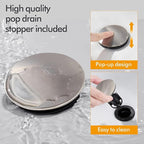 Brushed Nickel Bathroom Sink Faucet 4 Inch Faucet 2 Handle with Pop-up Drain Stopper and Supply Hoses(Set of 2)