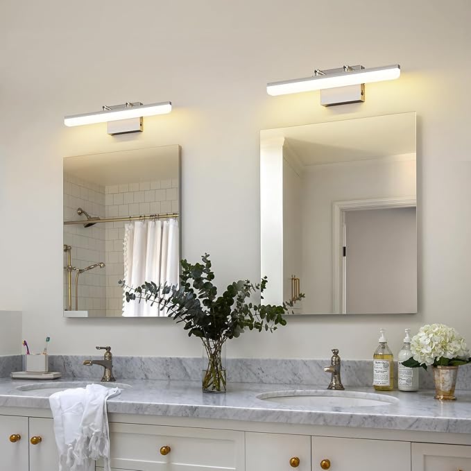 Brushed Nickel Vanity Light, 15.7” Dimmable LED Bathroom Light Bar with 5CCT, Adjustable Angle – Modern Wall Lighting for Bathroom, Powder Room, Bedroom, Apartment, Hotel