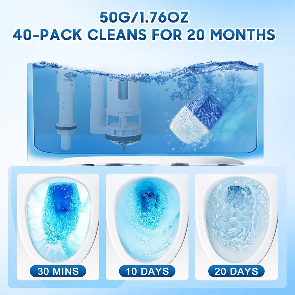 KIISIISO Toilet Bowl Cleaner Tablets, 12 PACK Commercial Household Bathroom Cleaners, Automatic Toilet Tank Cleaners Deodorizers(Blue and White)