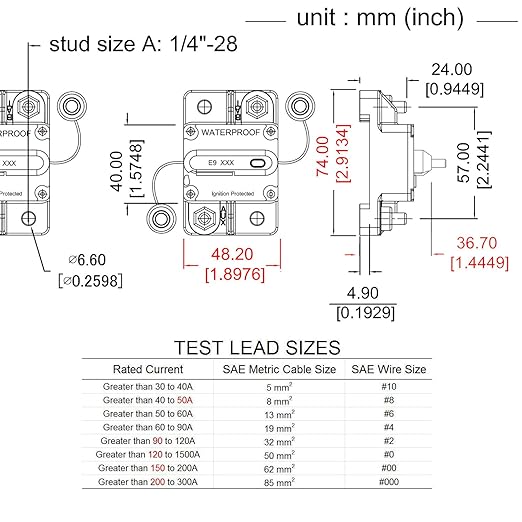 E9 70 Amp Circuit Breakers with Manual Reset | Surface Mount | UL Certified | 12V - 72V DC 70A Switchable
