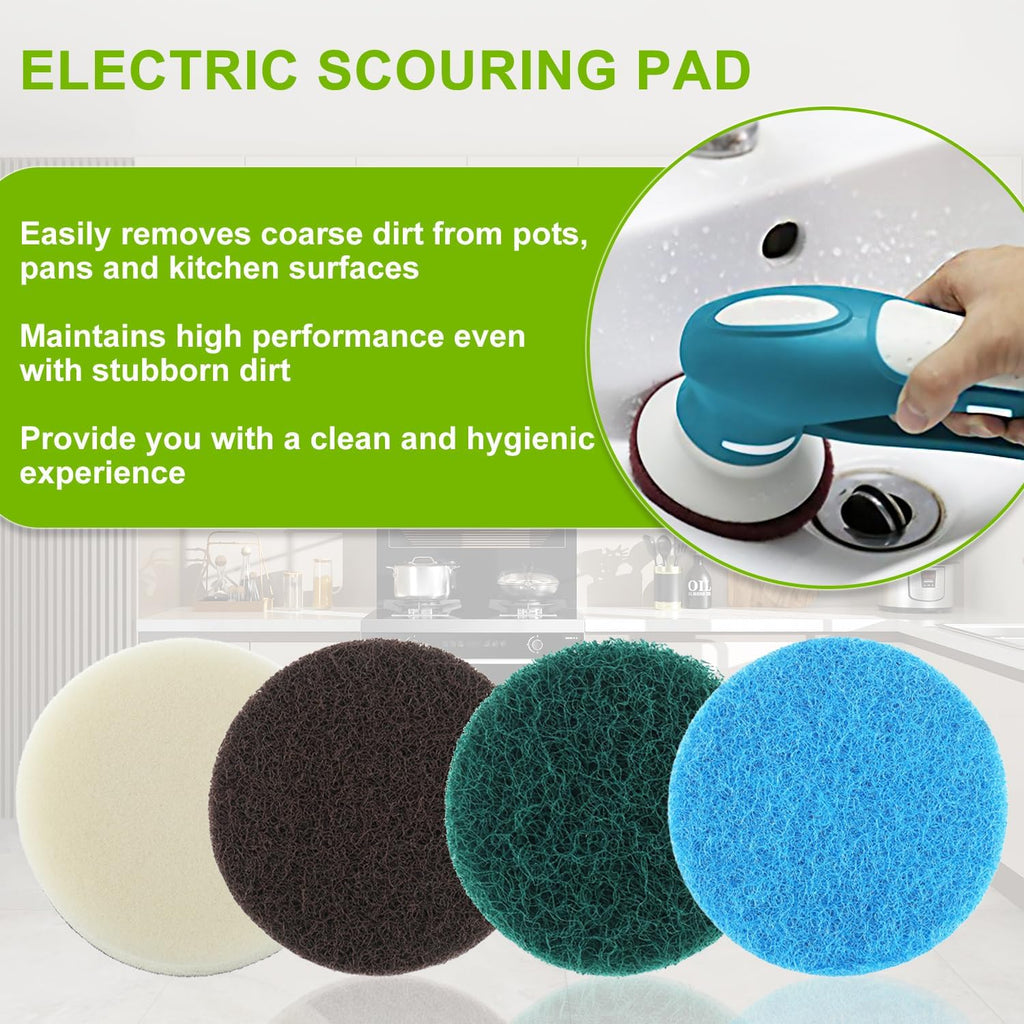16pcs Electric Cleaning Brush Pad Set 4 Foam Pads 4 Kitchen Mats 4 Performance Pads 4 Microfibre Pads fit for Dremel Versa Cleaning Brush