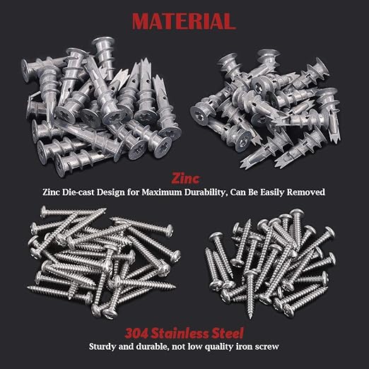 Hilitchi 112-Pieces Large Small Zinc Self Drilling Drywall/Hollow-Wall Anchor Assortment Kit