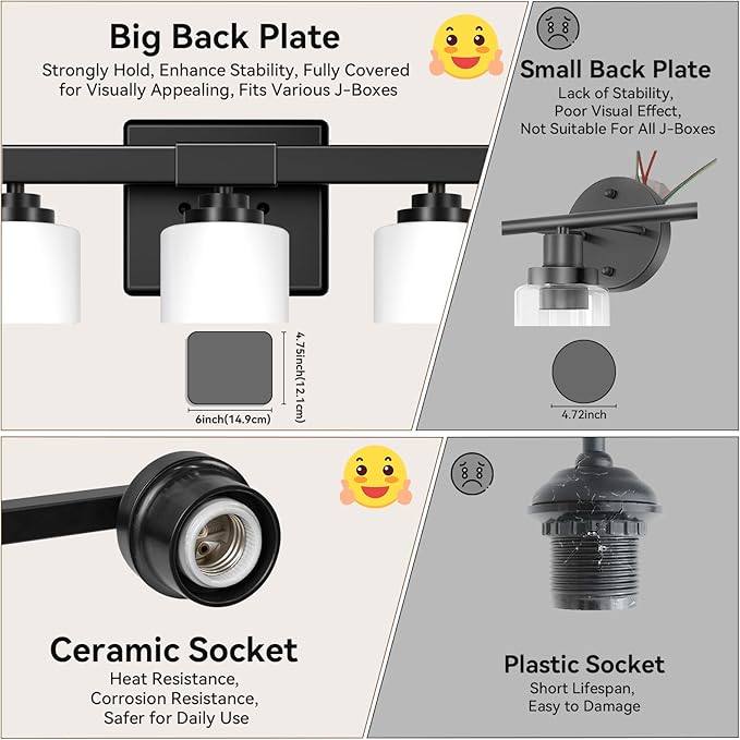 5-Light Bathroom Light Fixtures, 31" Modern Vanity Lights Over Mirror with Milky White Glass Shade, Matte Black Light Fixture, Classic Wall Light Fixture for Mirror Living Room Cabinet Bedroom Porch