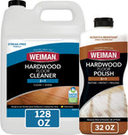 Weiman Hardwood Floor Cleaner and Polish - Cleans Vinyl Tile, Solid, Laminate, Natural Shine, No Residue, Removes Scratches, Leaves Protective Layer, 1 Gallon Mop Soap & 32 Oz Restorer