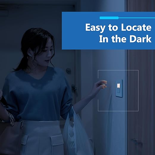 LIDER Decorator Switch with Lighted Paddle, UL Listed, Illuminated Paddle Switch, Matte Finish Rocker Switch, 1-Pole, 3-Wire, Residential/Commercial Grade, 15A 120-277VAC, White