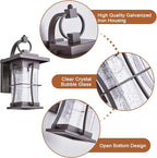 Oil Rubbed Bronze Outdoor Light Sconces Wall Mount Matte Brown Outdoor Wall Lamp Large Exterior Porch Wall Lantern with Seeded Glass 15" Outside Lights for House, Front Door, Patio, Backyard