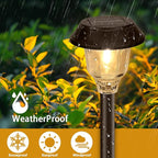 Solar Lights Outdoor Waterproof, Glass Metal Solar Pathway Lights, 6 Pack Outdoor Solar Lights for Garden Yard Driveway, Brown