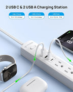 TROND 360° Rotating Plug Surge Protector Power Strip, 2 USB C and 2 USB A, 5 Widely Spaced Outlets, 1440J Surge Protection, Wall Mountable, Flat Cord Extension Cord 10ft for Home Office Dorm, White