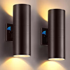 SHIMR Dusk to Dawn Porch Lights Outdoor 2 Pack, Modern Outdoor Lights for House with LED Bulbs, Oil Rubbed Bronze Cylinder Outside Light Fixture Aluminum Outdoor Sconce Exterior Lighting [ETL Listed]