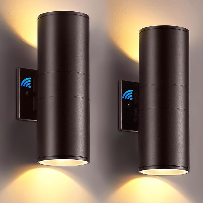SHIMR Dusk to Dawn Porch Lights Outdoor 2 Pack, Modern Outdoor Lights for House with LED Bulbs, Oil Rubbed Bronze Cylinder Outside Light Fixture Aluminum Outdoor Sconce Exterior Lighting [ETL Listed]