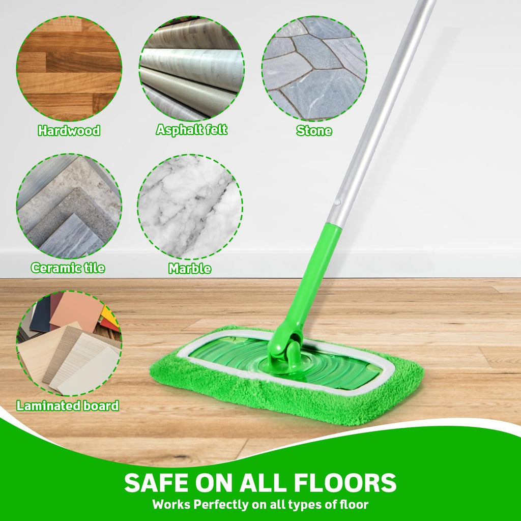 Reusable Microfiber Mop Pads Compatible with Swiffer Sweeper, 3 Pack Dry Sweeping Cloths & Wet Mopping Cloths, Washable Pads for Hardwood Floor Cleaning (Mop is Not Included)