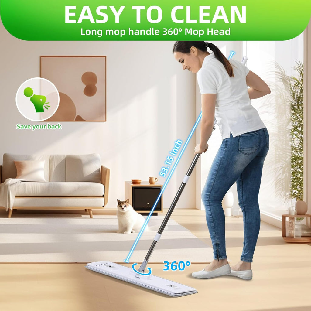 Plastic Mop and Bucket Set: Mop with Wringer for Vinyl Plank Floors Wall Mop Cleaner with Long Handle for Bathroom Walls for Women