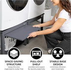 Washer and Dryer Pedestals with Pullout-Shelf - 29" W, 18" H, Gray Steel Universal Fit with Major Brands | Laundry Pedestal with Drain Pan & Hose | Washer Stand for Back Pain Relief, 800 lbs Capacity